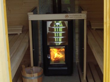 Preview: Fasssauna  Saunafass mit Holzofen Sauna holzbeheizt mit Lärchen Vollholz Dach